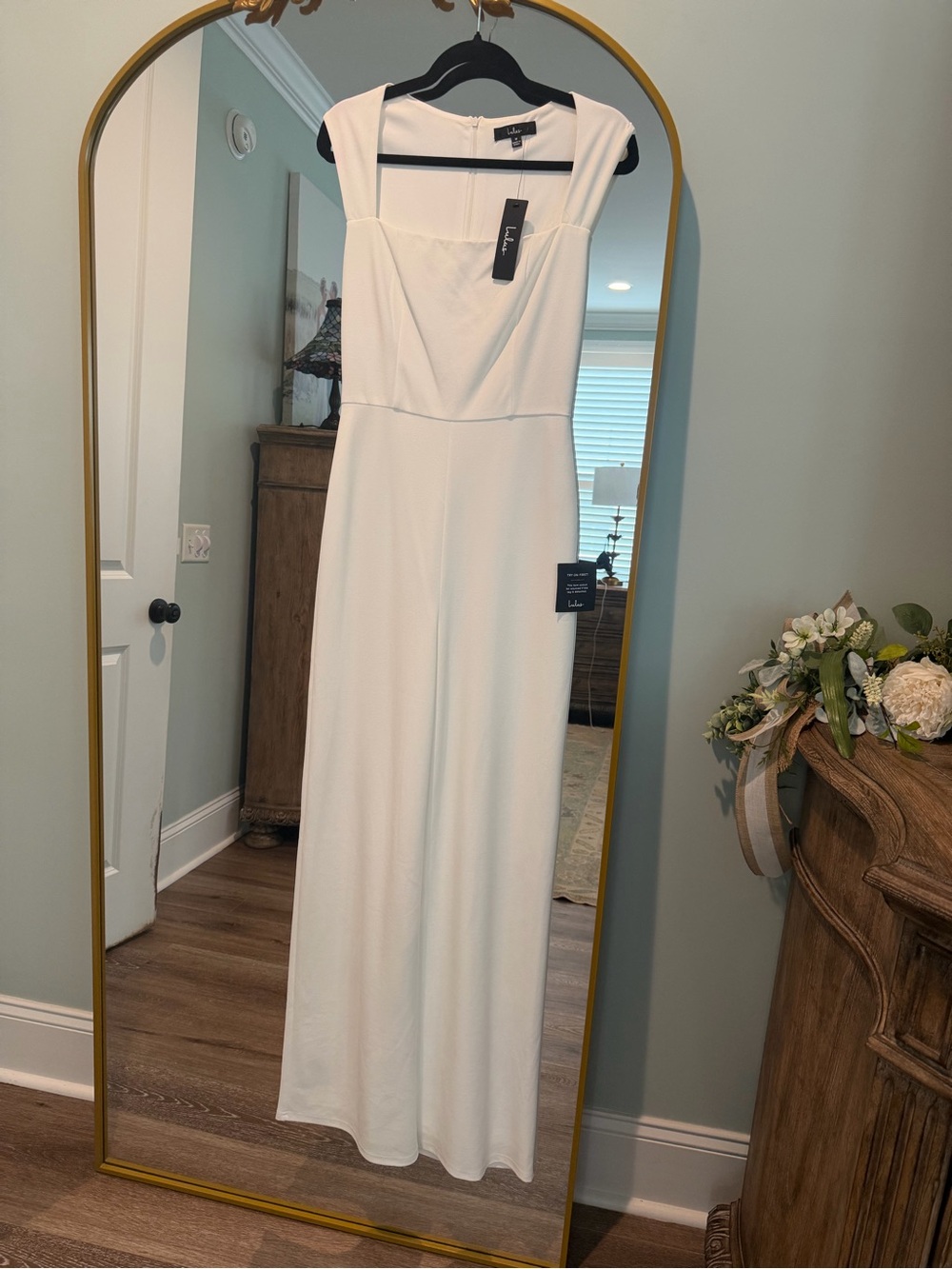 Lulu's Ivory Square-Neck Maxi Dress